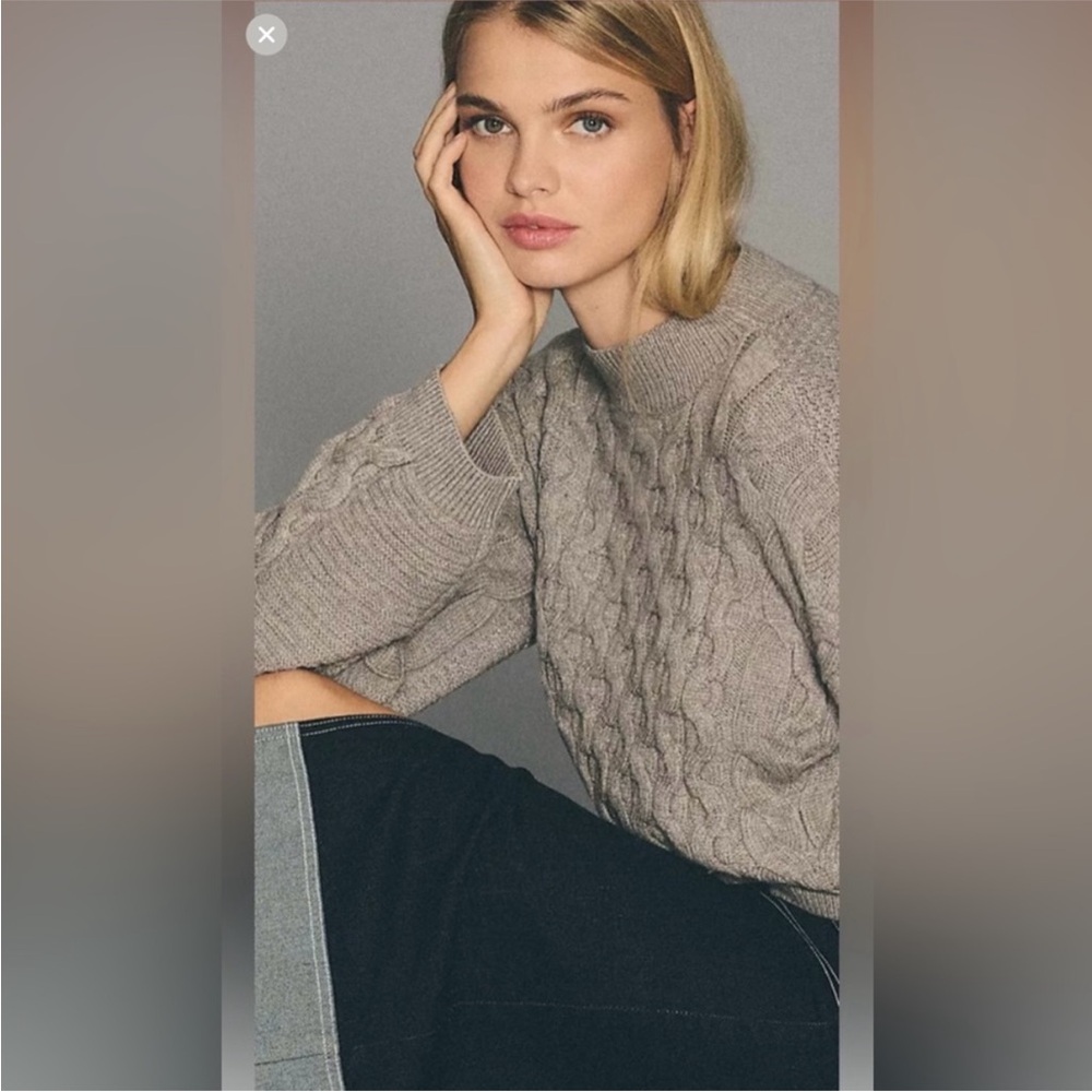 NWT Size M - Anthropologie 4SI3NNA Long-Sleeve Cropped Cable Sweater